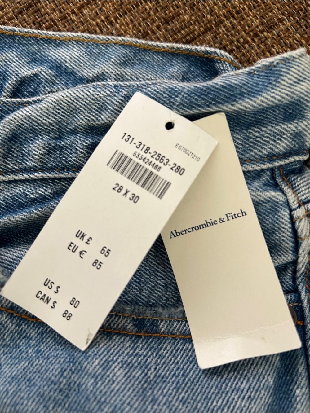 Abercrombie & Fitch Authenticate Rigid Denim Loose Light Blue Jeans with Tags - Picture 5 of 5
